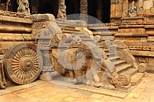 Temple steps with elephant