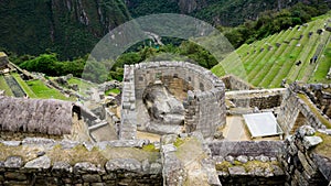 Temple of the Sun, in the city of Machu Picchu, Cusco Peru