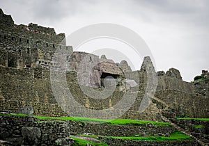 Temple of the Sun, in the city of Machu Picchu, Cusco Peru