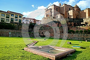 Temple of the Sun of the Incas or Coricancha as seen from its courtyard, Cusco, Peru