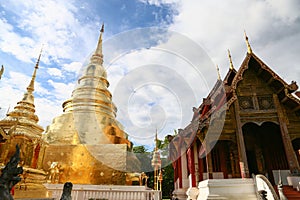 Temple in Thailand which identity of the country, Gold temple and pagoda in temple which buddhism would like to pray the buddhist photo