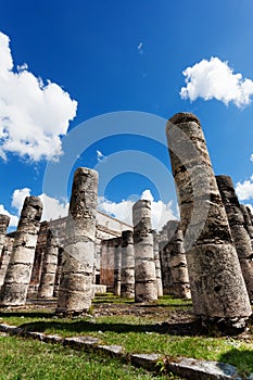 Temple of Thousand Warriors columns Itza Mexico