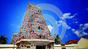 Temple tower of lord vishnu near karaikudi photo