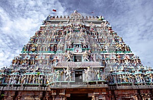 Temple tower of Thillai Nataraja Temple, also referred as the Chidambaram Nataraja Temple, is a Hindu temple dedicated to Nataraja
