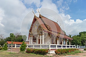 Temple with tree and sky background