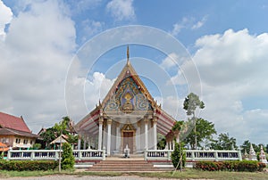 Temple with tree and sky background