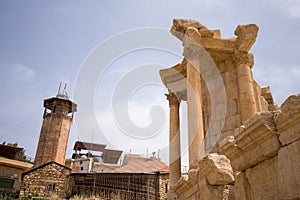 The Temple of Venus. The ruins of the Roman city of Heliopolis or Baalbek in the Beqaa Valley. Baalbek, Lebanon