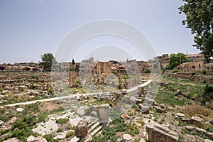 The Temple of Venus and Temple of the Muses. The ruins of the Roman city of Heliopolis or Baalbek in the Beqaa Valley. Baalbek,