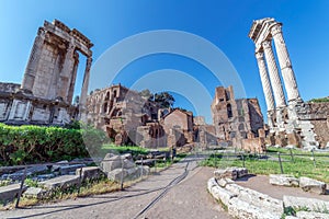 Temple of Vespasian columns located in the Roman Forum