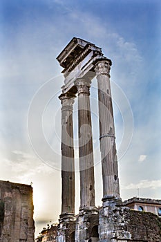 Temple of Vespasian Corinthian Columns Roman Forum Rome Italy