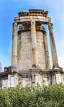 Temple of Vesta Corinthian Columns Roman Forum Rome Italy