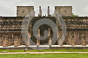 The Temple of the Warriors, showing a statue of Chacmool, at Chichen Itza, a city built by the Maya people in Mexico photo