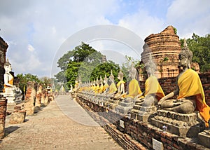 The temple of Wat Yai Chai Mongkol in Ayutthaya near Bangkok, Th