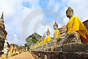 The temple of Wat Yai Chai Mongkol in Ayutthaya near Bangkok, Th