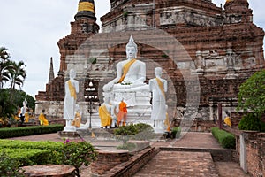 Temple Wat Yai Chai Mongkol in Ayutthaya; Thailand