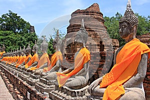 Temple Wat Yai Chai Mongkol in Ayutthaya; Thailand