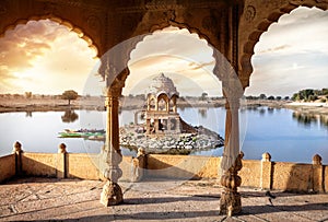 Temple on the water in India photo