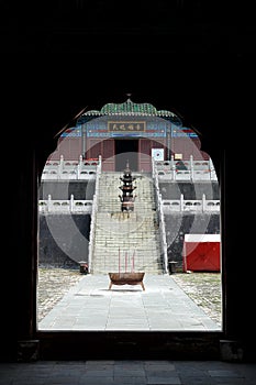 Temple on Wudang Mountain looking from a door