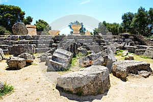 The Temple of Zeus ruins in ancient Olympia