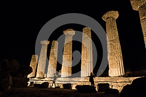 Temples in Agrigento night in Sicily