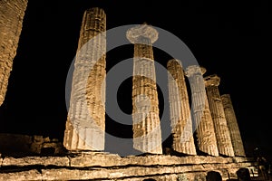 Temples in Agrigento night in Sicily