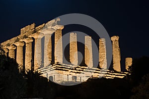 Temples in Agrigento night in Sicily