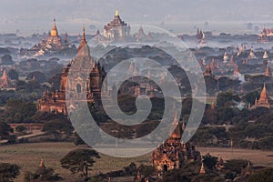 Dawn over the temples of Bagan - Myanmar (Burma) photo