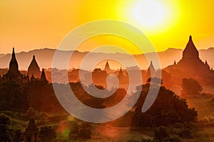 Temples of Bagan in the Mandalay Region of Burma, Myanmar