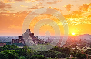 The Temples of Bagan at sunrise, Bagan, Myanmar