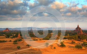 Temples in Bagan at sunrise, Myanmar