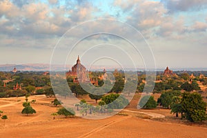 Temples in Bagan at sunrise, Myanmar