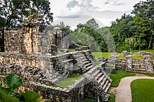 Temples of the Cross Group at mayan ruins of Palenque - Chiapas, Mexico