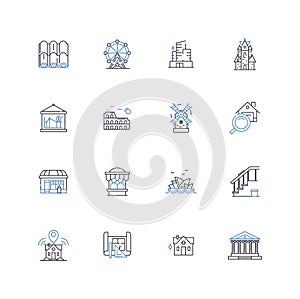 Temples line icons collection. Sanctity, Spirituality, Devotion, Worship, Heritage, Serenity, Meditation vector and