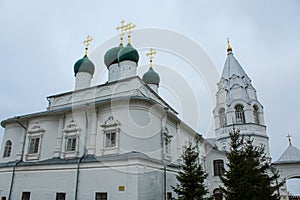 Temples of Nikitsky Monastery on sunny spring day, Pereslavl-Zalessky, Russia