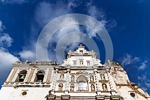 Templo de San Francisco el Grande from low angle view in Antigua, Guateamala, Central America