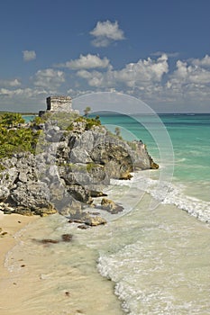 Templo del Dios del Viento Mayan ruins of Ruinas de Tulum (Tulum Ruins) in Quintana Roo, Yucatan Peninsula, Mexico