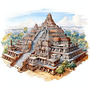 Templo Mayor showcasing its dual temples dedicated to Huitzilopochtli and Tlaloc photo