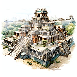 Templo Mayor showcasing its dual temples dedicated to Huitzilopochtli and Tlaloc photo
