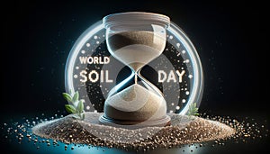 Temporal Preservation illustration of a digital hourglass where the sand grains are made of soil representing the preciousness of