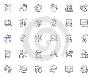 Temporarily employed line icons collection. Contract, Seasonal, Relief, Freelance, Substitute, Temp, Interim vector and