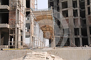 A temporary bridge at under construction site photo