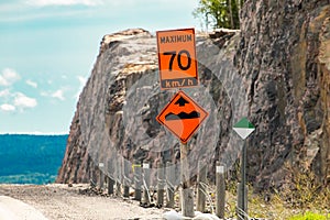 Temporary condition road orange signs