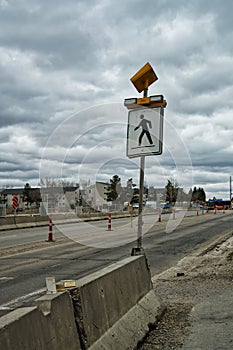 Temporary crosswalk near construction area