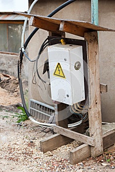 Temporary electrical panel on building site