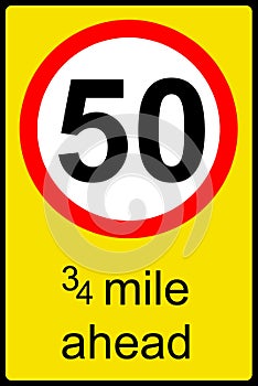 Temporary speed limit ahead sign