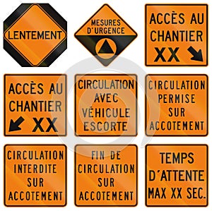 Temporary Warning Signs in Quebec - Canada