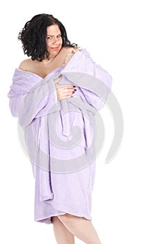 Temptation - fat woman in bathrobe