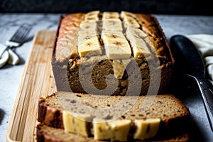 Tempting Banana Loaf Delight.AI Generated