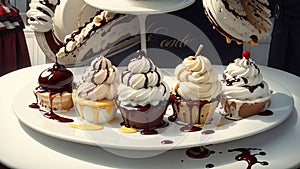 Tempting Banana Split on National Ice Cream Day.AI Generated