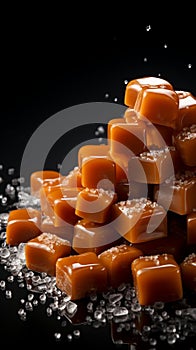 Tempting caramels on a dark backdrop, perfect for text placement